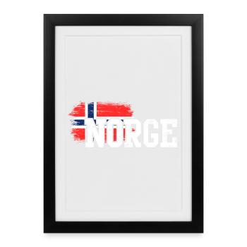 Norge Flag Splash Bold - Framed poster (27 × 37 cm) - black - Front