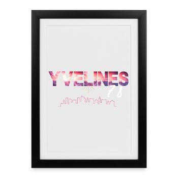 Neon Skyline Sunset Yvelines 78 - Framed poster (27 × 37 cm) - black - Front