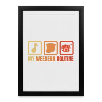 Week-end Drummer drôle - Affiche encadrée (27 × 37 cm) - noir - Devant