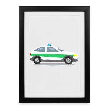 Car with blue lights - Framed poster (27 × 37 cm) - black - Front