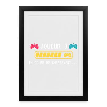 Cadeau Joueur 3 en cours de chargement gamer geek - Affiche encadrée (27 × 37 cm) - noir - Devant