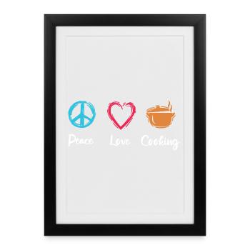 Peace Love Cooking - Framed poster (27 × 37 cm) - black - Front