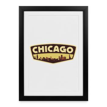 Chicago Skyline Retro Badge - Framed poster (27 × 37 cm) - black - Front