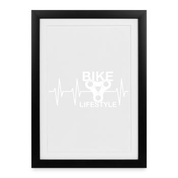 bike lifestyle chain sprocket bike heartbeat - Framed poster (27 × 37 cm) - black - Front