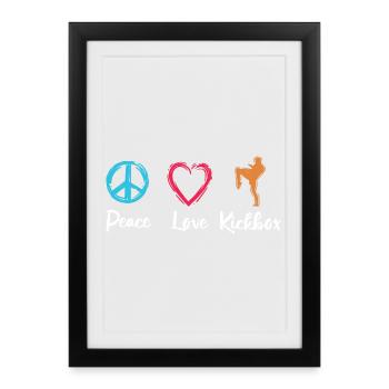Peace Love Kickboxing - Framed poster (27 × 37 cm) - black - Front