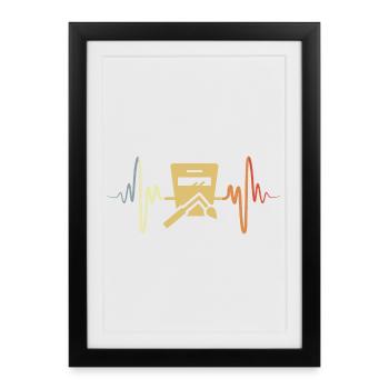Soudeur Palpitations Coeur Vintage - Affiche encadrée (27 × 37 cm) - noir - Devant