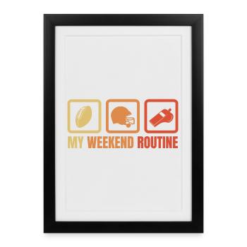 Routine du week-end du footballeur - Affiche encadrée (27 × 37 cm) - noir - Devant