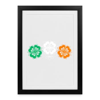 Three St Patrick's Day Shamrocks in Irish Colors - Framed poster (27 × 37 cm) - black - Front
