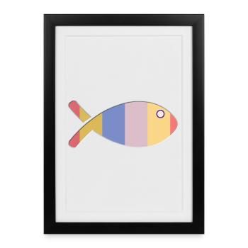 FISH. APRIL FOOL. HOLIDAY. SUMMER. HUMOR - Framed poster (27 × 37 cm) - black - Front
