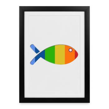 FISH. APRIL FOOL. HOLIDAY. SUMMER. HUMOR - Framed poster (27 × 37 cm) - black - Front