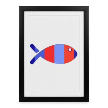FISH. APRIL FOOL. HOLIDAY. SUMMER. HUMOR - Framed poster (27 × 37 cm) - black - Front