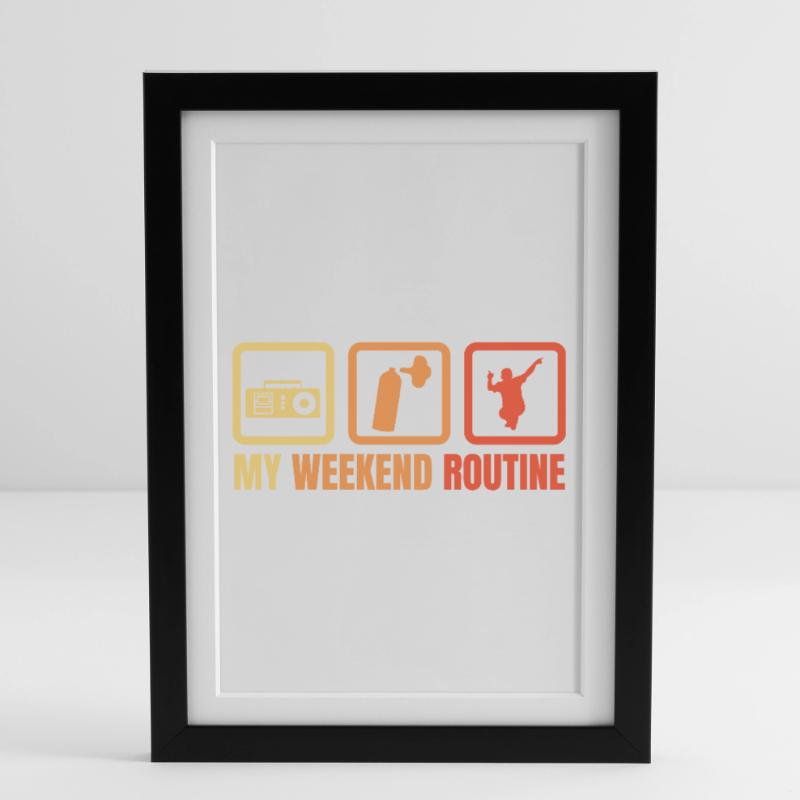 Break Dancer Wochenendroutine Gerahmtes Poster (27 × 37 cm)