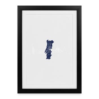 Silhouette de la ligne d’horizon du Portugal - Affiche encadrée (27 × 37 cm) - noir - Devant