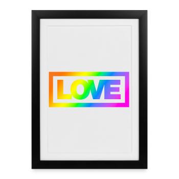Typo LOVE Kontur Arc-en-ciel - Affiche encadrée (27 × 37 cm) - noir - Devant