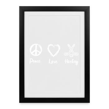 Peace Love Hockey - Affiche encadrée (27 × 37 cm) - noir - Devant