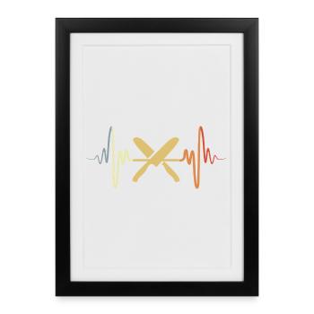 Couteau de chef Palpitations cardiaques - Affiche encadrée (27 × 37 cm) - noir - Devant