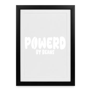 Power by Beans Cartoon Logo Design - Gerahmtes Poster (27 × 37 cm) - Schwarz - Vorne
