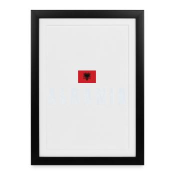 Albanische Flagge, Albanischer Stolz - Gerahmtes Poster (27 × 37 cm) - Schwarz - Vorne