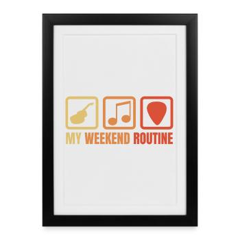 Routine du week-end guitariste - Affiche encadrée (27 × 37 cm) - noir - Devant