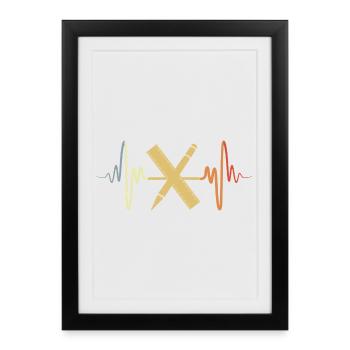 Vintage Ruler Heartbeat - Framed poster (27 × 37 cm) - black - Front