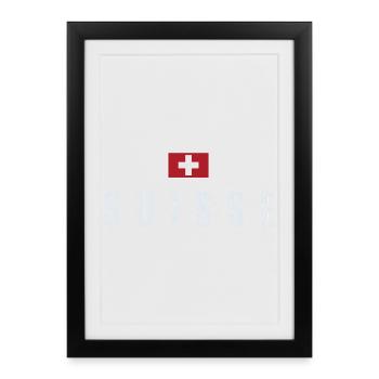 Drapeau de la Suisse, fierté suisse - Affiche encadrée (27 × 37 cm) - noir - Devant