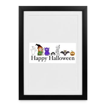 Humorous Halloween Monsters and Ghosts - Framed poster (27 × 37 cm) - black - Front