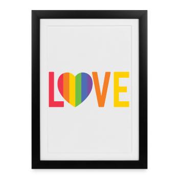 Coeur arc-en-ciel LOVE Design - Affiche encadrée (27 × 37 cm) - noir - Devant