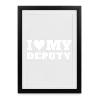 J’adore mon adjoint - Affiche encadrée (27 × 37 cm) - noir - Devant