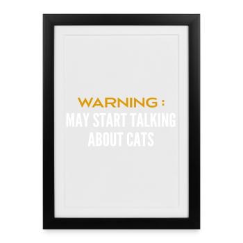 Attention peut parler de chats - Affiche encadrée (27 × 37 cm) - noir - Devant