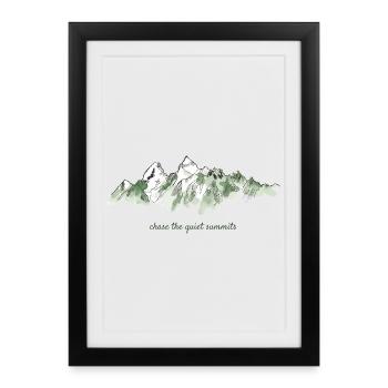 Mountain Watercolor Design – Tranquility of the Peaks - Framed poster (27 × 37 cm) - black - Front