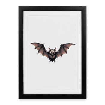 Emblème du vol nocturne de la chauve-souris - Affiche encadrée (27 × 37 cm) - noir - Devant