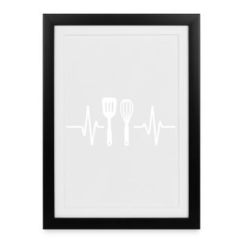 Heartbeat Kitchen Fork Design - Framed poster (27 × 37 cm) - black - Front