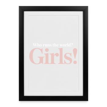 Les femmes : le pouvoir qui dirige le monde, les filles, les filles : la fille - Affiche encadrée (27 × 37 cm) - noir - Devant