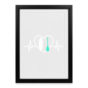 Paddle SUP Cœur Planche Vague Océan - Affiche encadrée (27 × 37 cm) - noir - Devant