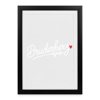 Frère Coeur Frères Grand Bro Disant Petit Frère - Affiche encadrée (27 × 37 cm) - noir - Devant