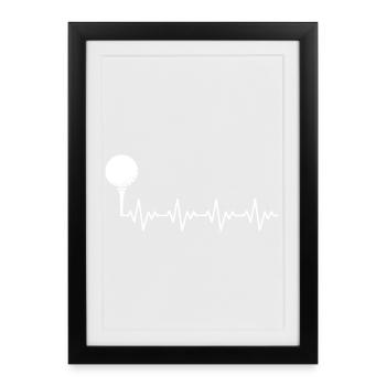 Golf Golfer Golf Ball ECG Heartbeat Heart Rate - Framed poster (27 × 37 cm) - black - Front