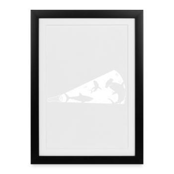Mégaphone silhouette de requin - Affiche encadrée (27 × 37 cm) - noir - Devant