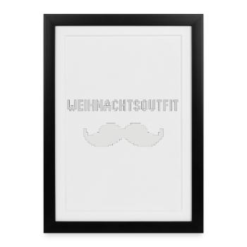 Pixel Christmas Outfit Mustache - Framed poster (27 × 37 cm) - black - Front