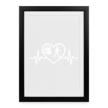 Heart Beer Nordic Walking Humor - Framed poster (27 × 37 cm) - black - Front