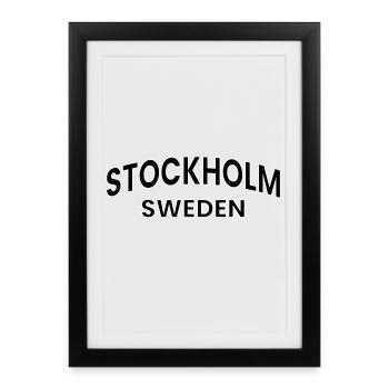 Conception de texte Stockholm – Suède - Affiche encadrée (27 × 37 cm) - noir - Devant