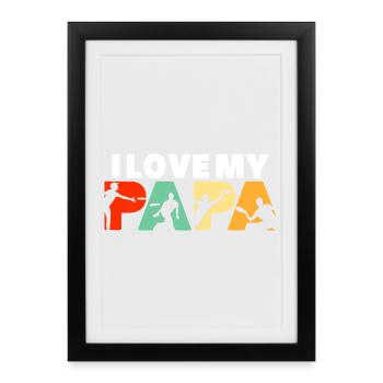 I Love My Papa Retro Disc Golf Frisbee Art - Framed poster (27 × 37 cm) - black - Front