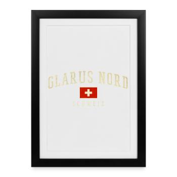 Glarus Nord Schweizer Vintage Emblem - Gerahmtes Poster (27 × 37 cm) - Schwarz - Vorne