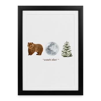 Winterbär - Gerahmtes Poster (27 × 37 cm) - Schwarz - Vorne