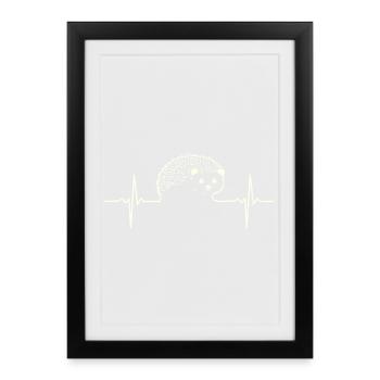 Herzschlag-Igel EKG-Linie - Gerahmtes Poster (27 × 37 cm) - Schwarz - Vorne