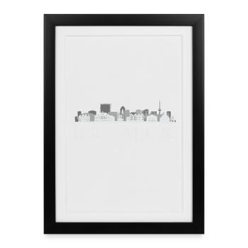 Bremen Skyline, Brême Allemagne - Affiche encadrée (27 × 37 cm) - noir - Devant