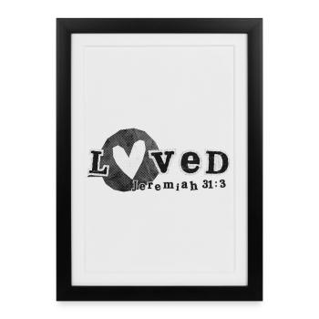 L’amour de Dieu Jérémie 31:3 Design - Affiche encadrée (27 × 37 cm) - noir - Devant