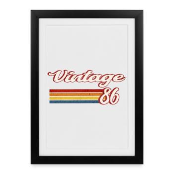Vintage 86 anniversaire rétro - Affiche encadrée (27 × 37 cm) - noir - Devant
