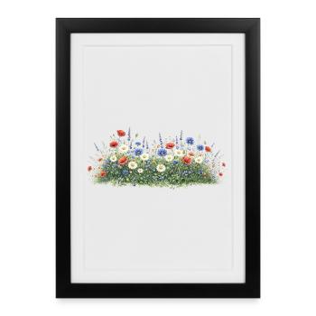 Colorful wildflower meadow with daisies - Framed poster (27 × 37 cm) - black - Front