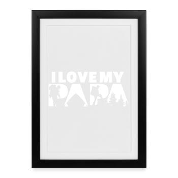 I Love My Papa Camping Hiking Outdoor Silhouette - Framed poster (27 × 37 cm) - black - Front
