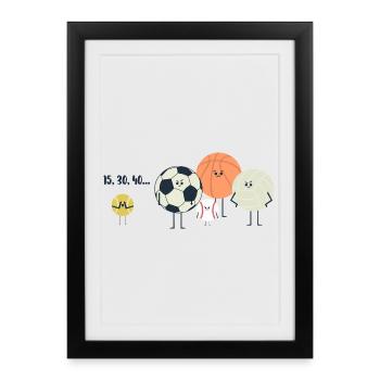 Blague sportive - Match sportif drôle de design sportif - Affiche encadrée (27 × 37 cm) - noir - Devant